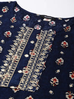 Women Navy Blue Floral Anarkali Kurta-RJF-021-Navyblue