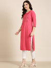 Women Pink Solid Straight Kurta-RA-063-Pink