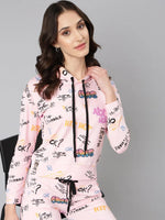 Women Pink Typographic Tracksuit-AF-1959-Pink