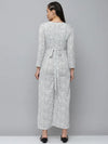 Women's White Printed Jumpsuit-AE-9968-White