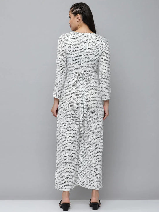 Women's White Printed Jumpsuit-AE-9968-White