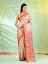 Beige Tussar Silk Saree With Woven Paisley Borders-MA66TUS432590047