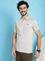 Venitian Men All Over Printed Grey Premium Cotton Polo Neck T-shirt