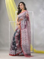 Brown Muslin Duel-Tone Saree With Jamdani Designs-MA57MS331540007