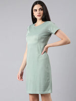 Women Sea Green Solid Bodycon Dress-AE-507-Seagreen