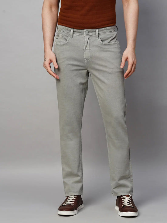 Genips Men's Slim Fit Cotton Stretch Casual Trouser Cement Color Grey