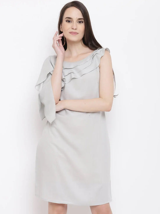 Triple layer Assymetric frill dress in Powder Blue