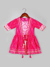 Girls Bandhani Printed Empire Pure Cotton Kurta & Sharara with Dupatta Set