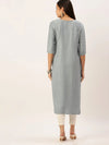 Women's Steel Embellished Straight Kurta-SKC-3228-Steel