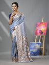 Cornflower Blue Katan Silk Banarasi Saree With Ethnic Motifs And Zari Woven Designs-MA52KA441380077