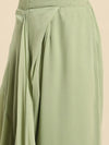 Blouse with prestiched frill gown in Pista Green