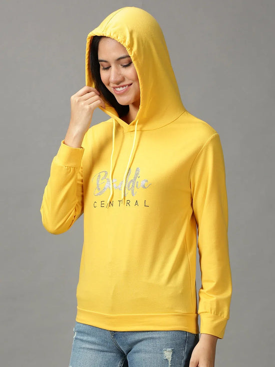 Women's Yellow Solid Sweatshirt-ARN-08-Yellow