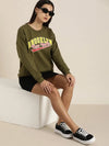 Dillinger Olive Typographic Oversized Sweatshirt