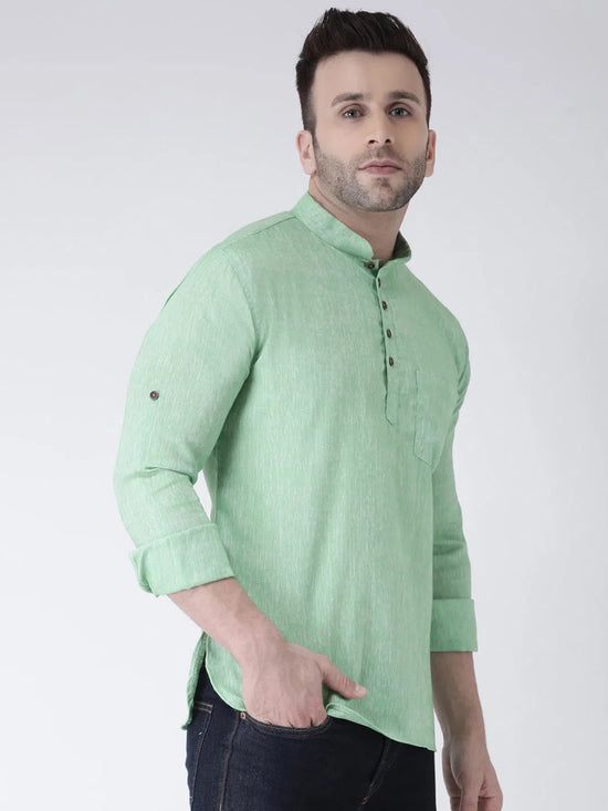 Hangup Men Slim Solid Men's Indian Wear-ParrotShortKurta