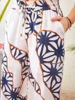 Women White Abstract Printed Top With Palazzo Pants