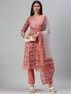 Women's Peach Printed Kurta Sets-SS361-Peach