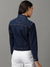 Women's Navy Blue Solid Denim Jacket-LT-JKT-22905-2-Navyblue