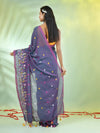 All Over Thread Floral Embroidery Grey Cotton Saree-MA62CT33610070