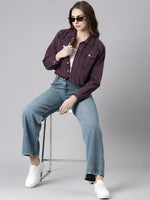 Women Purple Solid Denim Jacket-GZ-5599-Purple