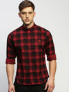 Men Maroon Checked Shirt-CLEON-1784-Maroon