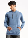 Men Blue Hooded Solid Pullover-MSK-S-1866-Blue