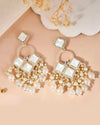 Gold Plated geometrical Shaped Classic Drop Earrings-VOJ378