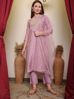 Avanshee Women's Latest Solid Embroidred Chanderi Kurta, Pant With Dupatta Set-ES-7534PINKS