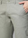 Genips Men's Mint Green Cotton Stretch Caribbean Slim Fit Self Design Trousers