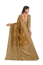 Vimla Women's Mustard Art Silk Uniform Saree with Blouse Piece