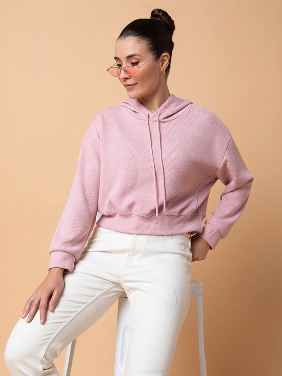 Women Solid Peach Pullover-1102-Peach