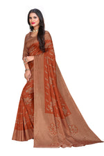 Vimla Women's Orange Art Silk Uniform Saree with Blouse Piece