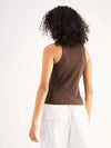 Women Brown Ribbed Vest Top