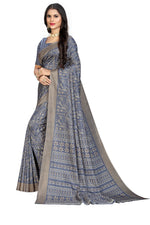 Vimla Women's Dark Blue Art Silk Uniform Saree with Blouse Piece