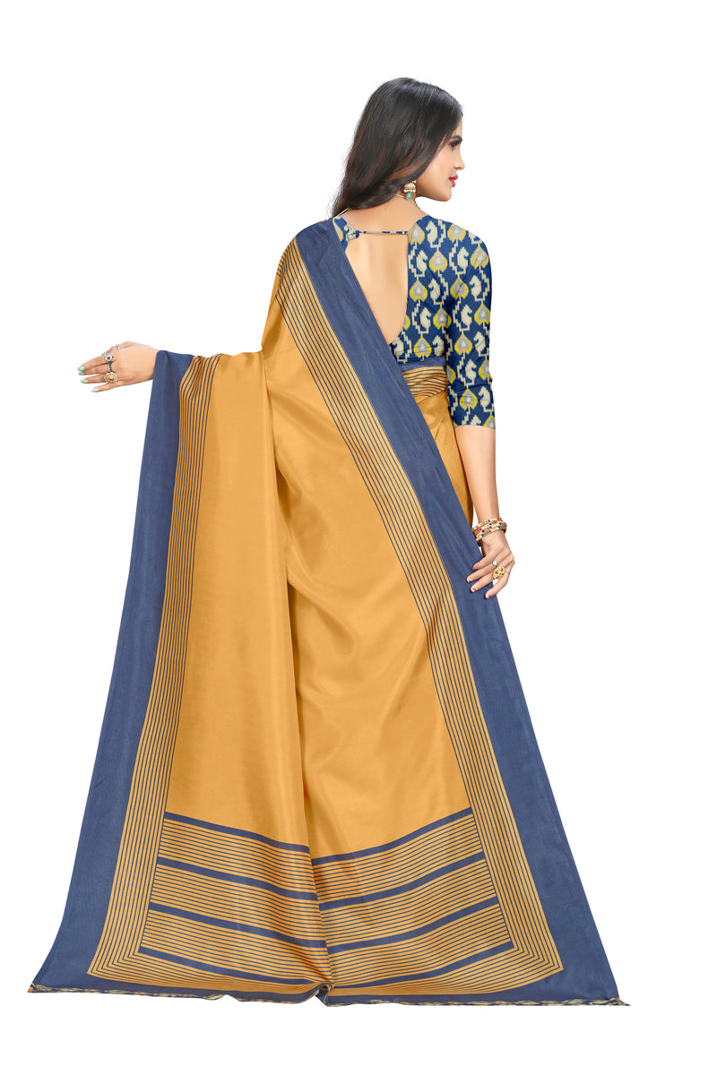 Vimla Women's Yellow Art Silk Uniform Saree with Blouse Piece