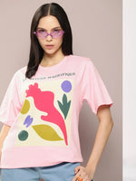 Dillinger Pink Graphic Oversized T-Shirt-WMNCR455PINK-XS