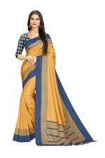 Vimla Women's Yellow Art Silk Uniform Saree with Blouse Piece