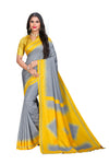 Vimla Women's Lemon Yellow Art Silk Uniform Saree with Blouse Piece