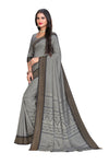 Vimla Women's Grey Art Silk Uniform Saree with Blouse Piece