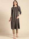 Women's Black Printed Straight Kurta-GW-1718-Black