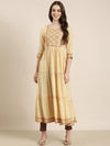 Women Yellow Floral Anarkali Kurta-SKC-3245-Yellow