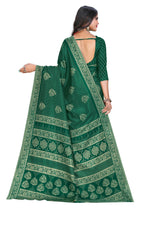 Vimla Women's Dark Green Art Silk Uniform Saree with Blouse Piece