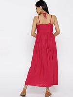 Long maxi dress with halter tie up in Red