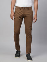 Genips Men's Slim Fit Cotton Stretch Casual Trouser Coffee Color