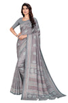 Vimla Women's Grey Art Silk Uniform Saree with Blouse Piece