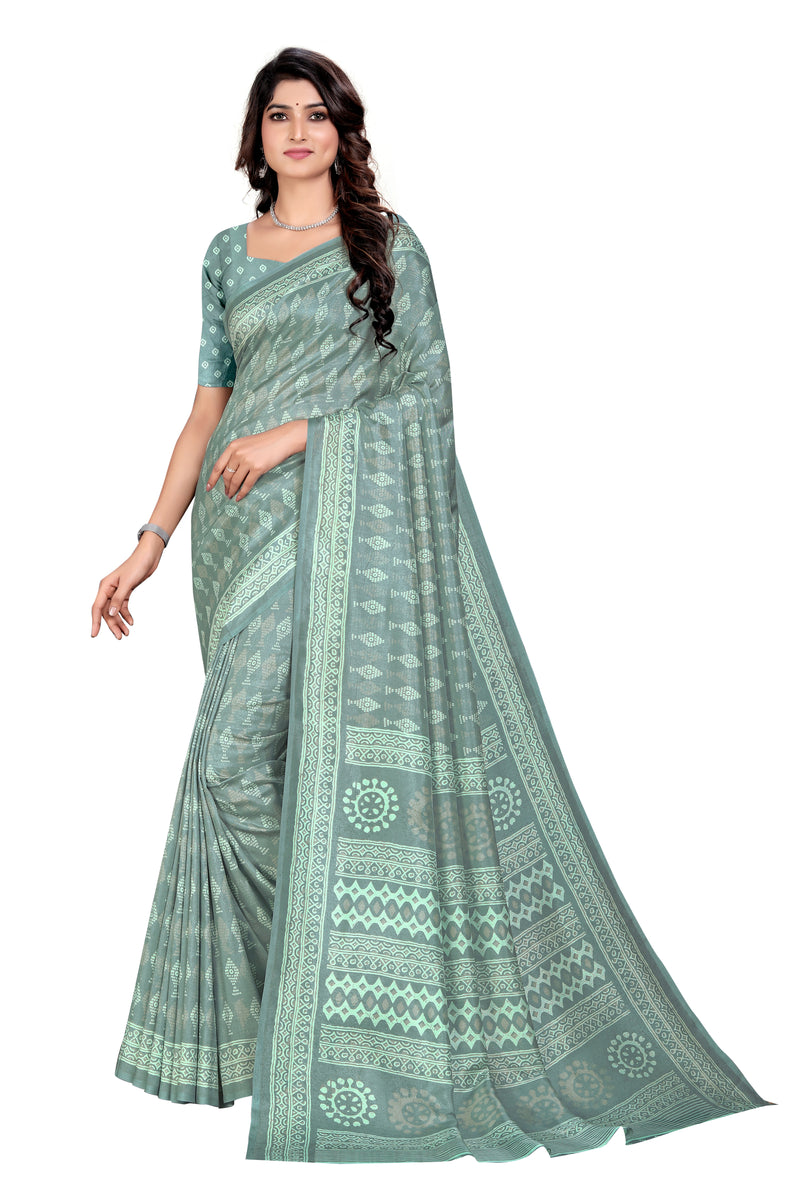 Vimla Women's Sea Green Art Silk Uniform Saree with Blouse Piece