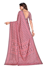 Vimla Women's Pink Art Silk Uniform Saree with Blouse Piece