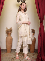 Avanshee Women's Latest Embroidred Chanderi Kurta, Pant With Dupatta Set-ES-7539