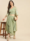 Women Solid Standard Pista Green Jumpsuits & Sets