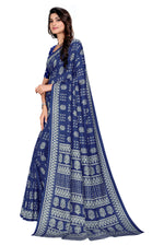 Vimla Women's Indigo Art Silk Uniform Saree with Blouse Piece