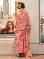 Saree Mall Women's Tissue Pink Printed Designer Saree With Blouse Piece-KEEYAH377006